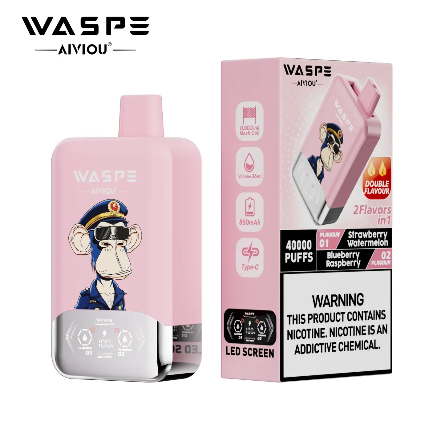 WASPE AIVIOU 40000 ZÜGE - Strawberry Watermelon & Blueberry Raspberry