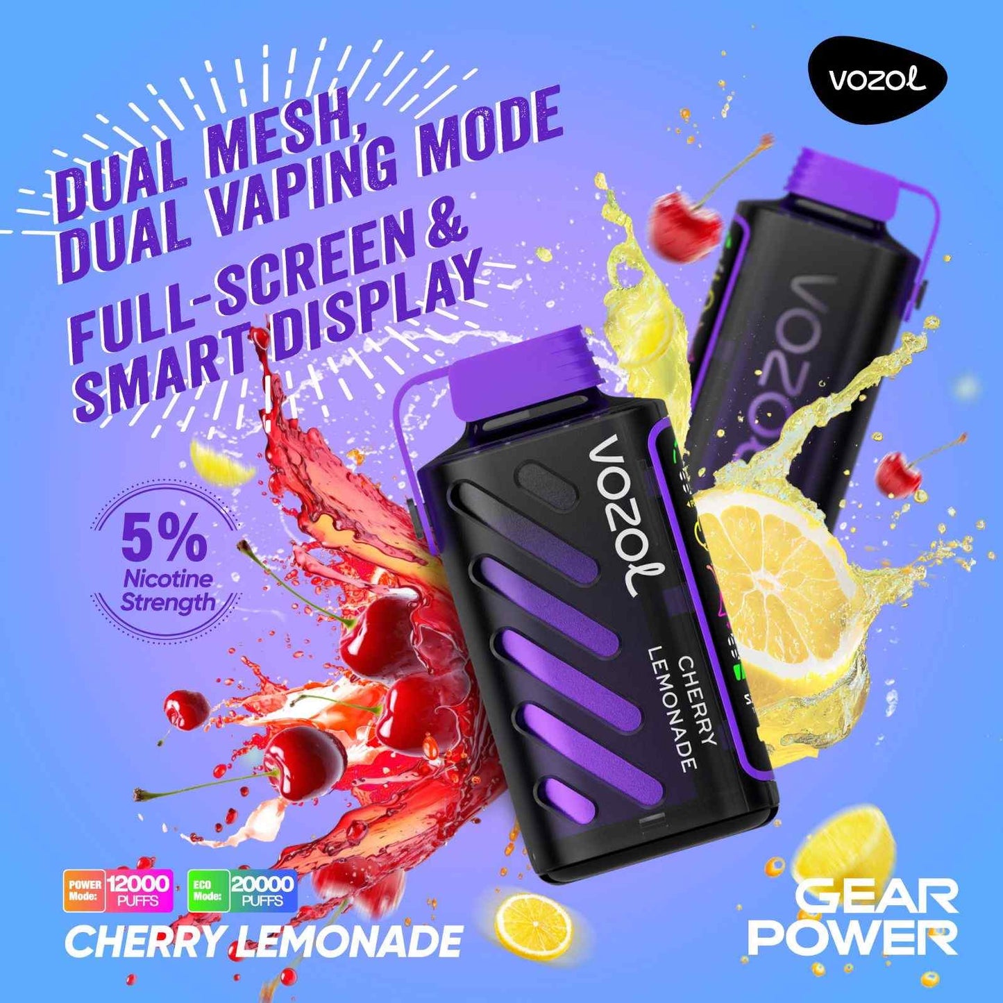 VOZOL GEAR POWER 20000 ZÜGE - Cherry Lemonade 20MG