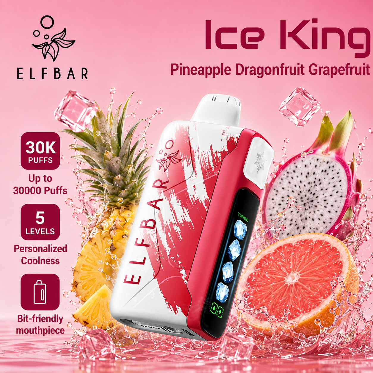 ELF BAR ICE KING 30000 ZÜGE - Pineapple Dragonfruit Grapefruit