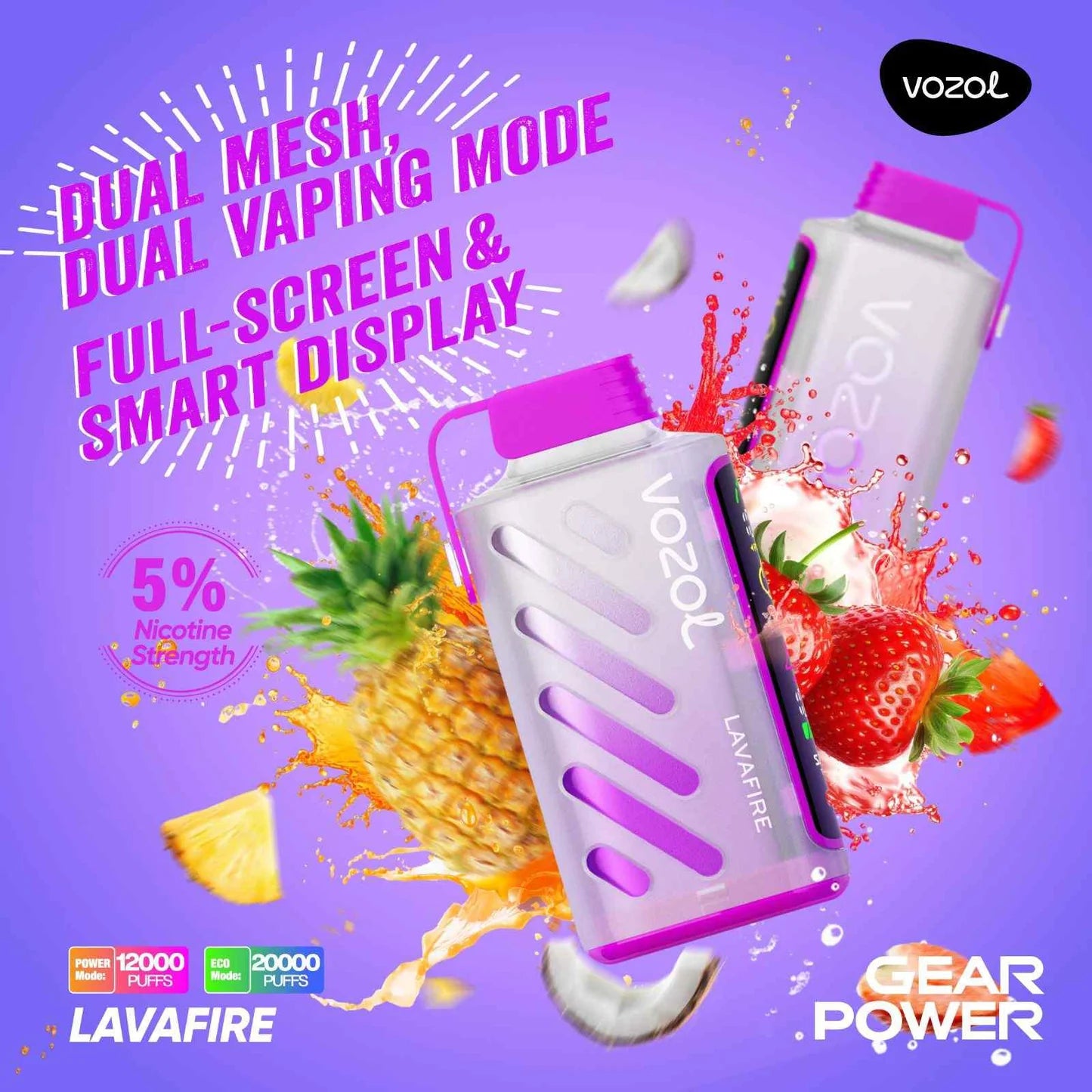 VOZOL GEAR POWER 20000 ZÜGE - Lavafire 20MG