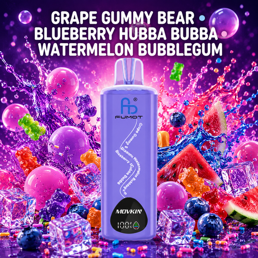 Fumot RandM Eco 3in1 24000 ZÜGE - Grape Gummy Bear - Blueberry Hubba Bubba - Watermelon Bubblegum