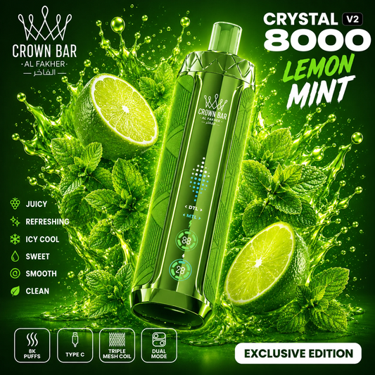 AL FAKHER CRYSTAL V2 8000 PUFFS - Lemon Mint
