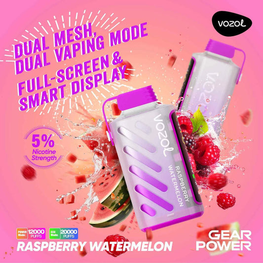 VOZOL GEAR POWER 20000 ZÜGE - Raspberry Watermelon 20MG