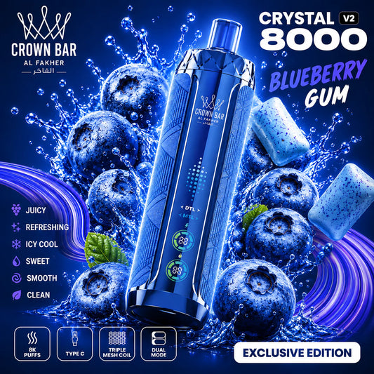 AL FAKHER CRYSTAL V2 8000 PUFFS - Blueberry Gum