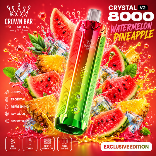 AL FAKHER CRYSTAL V2 8000 PUFFS - Watermelon Pineapple