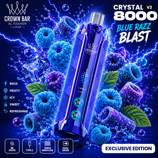 AL FAKHER CRYSTAL V2 8000 PUFFS - Blue Razz Blast