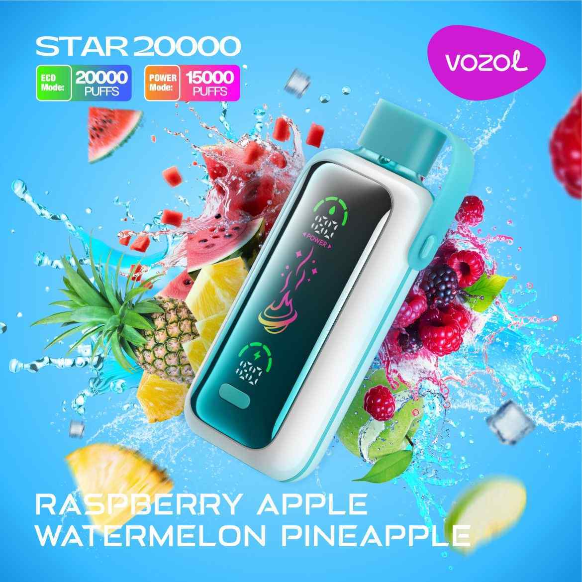 VOZOL STAR 20000 ZÜGE - Raspberry Apple Watermelon Pineapple