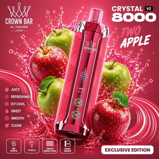 AL FAKHER CRYSTAL V2 8000 PUFFS - Two Apple