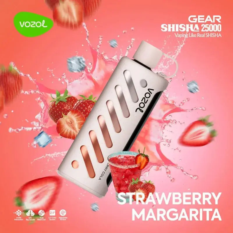 VOZOL GEAR SHISHA 25000 ZÜGE - Strawberry Margarita