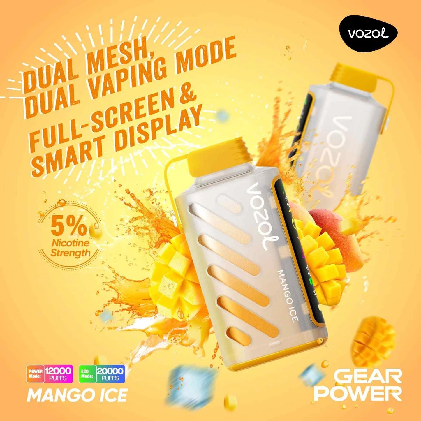 VOZOL GEAR POWER 20000 ZÜGE - Mango Ice 20MG