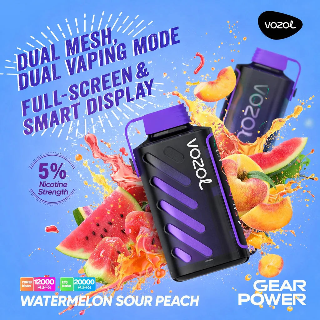VOZOL GEAR POWER 20000 ZÜGE - Watermelon Sour Peach 20MG