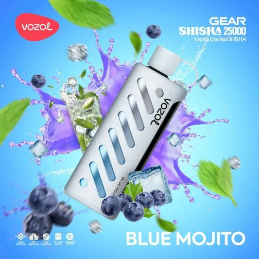 VOZOL GEAR SHISHA 25000 ZÜGE - Blue Mojito