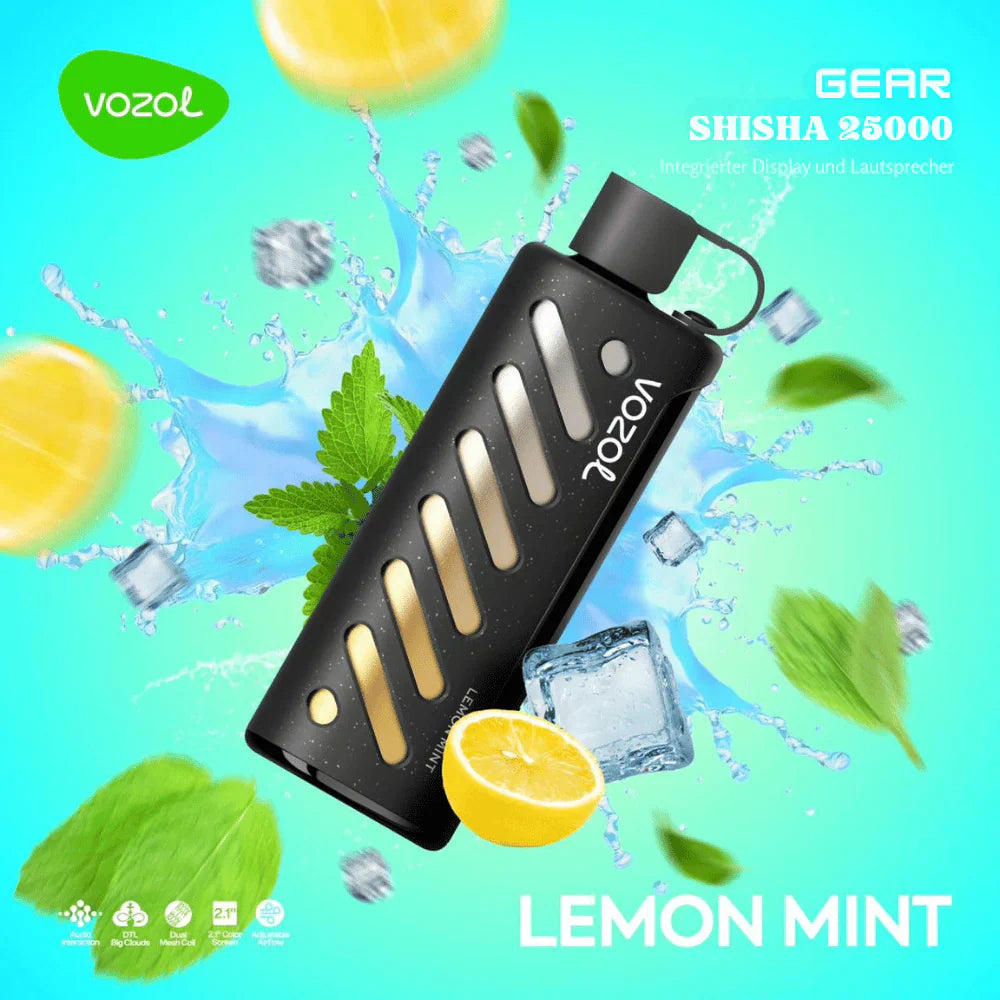 VOZOL GEAR SHISHA 25000 ZÜGE - Lemon Mint
