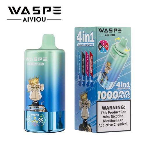 WASPE 4-in-1 100000 ZÜGE - Blueberry Ice / Black Knight / Strawberry Ice / Strawberry Watermelon