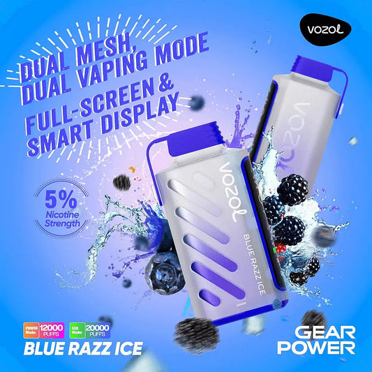 VOZOL GEAR POWER 20000 ZÜGE - Blue Razz Ice 20MG